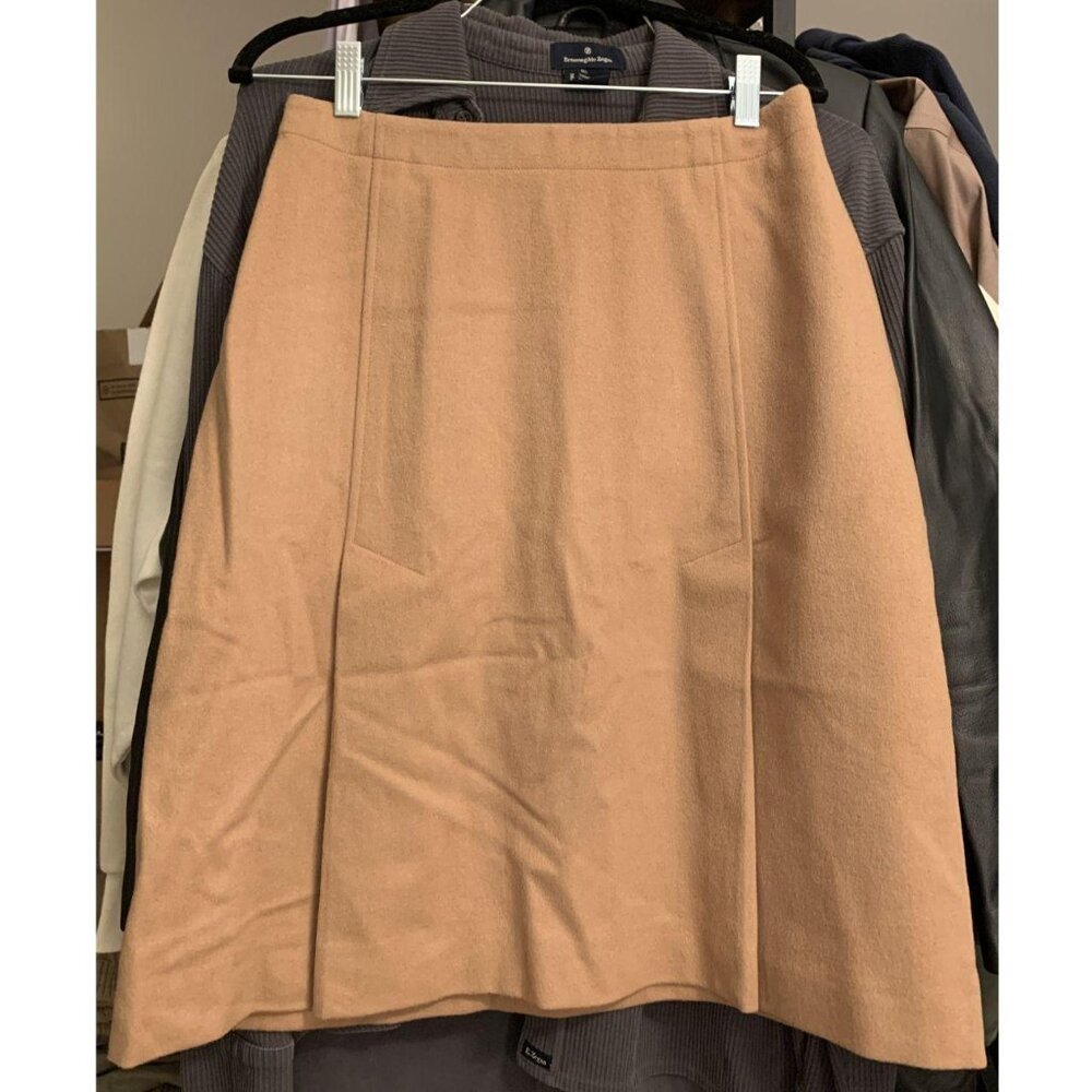 70s Marimekko Design Research Tan Wool Flannel High Waist Skirt - 27"